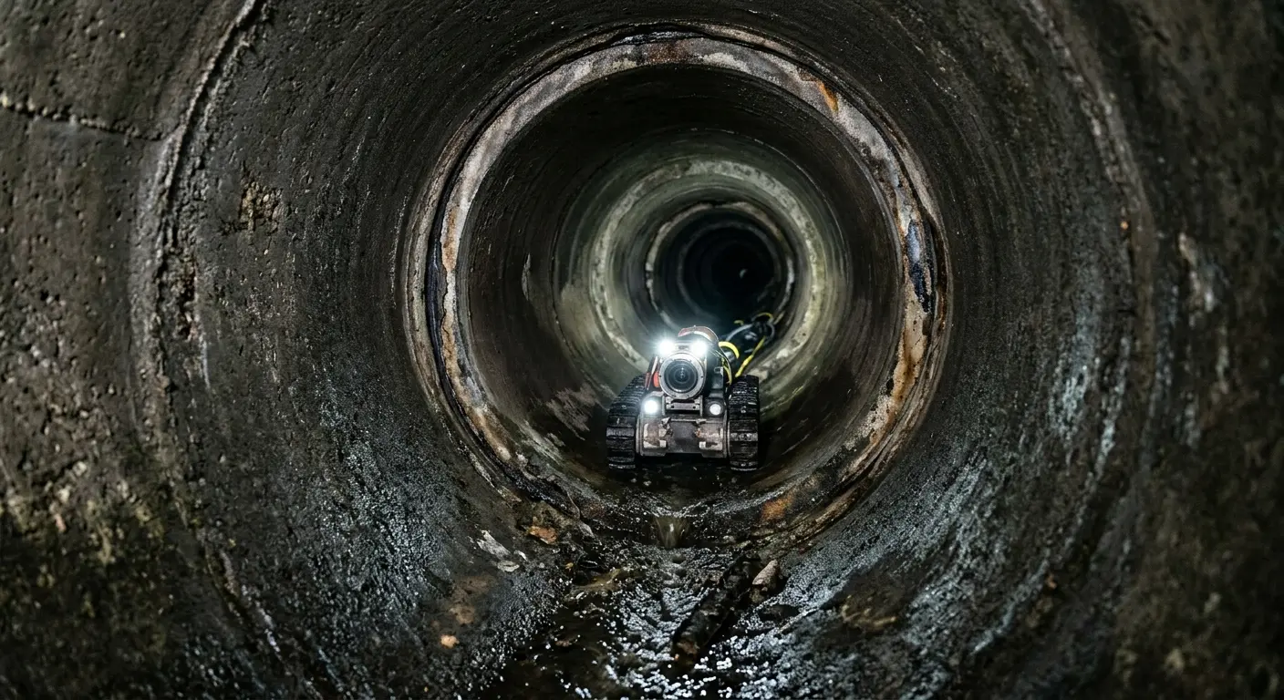Robotic sewer camera inspecting pipe interior for Sewer Line Cleaning in Hemet